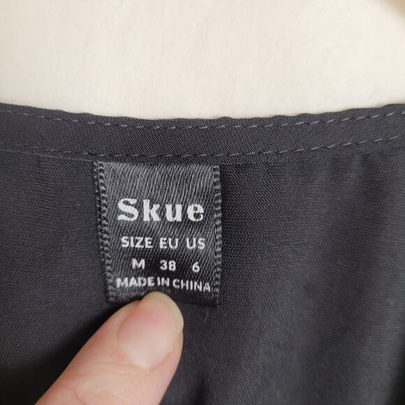 Skue black vneck wrap dress Size med LBD Party Cocktail Retro Figure Flattering - Picture 3 of 8